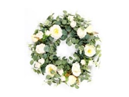 Laxiscreed Coroa De Eucalipto E Camélia Para Decoração De Casa E Entrada, Verde Artificial