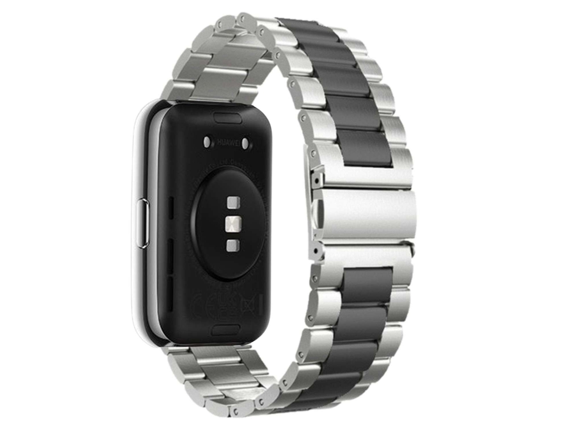 Bracelete Aço Inoxidável Adaptável Cinzento e Preto para Huawei Watch Fit 2