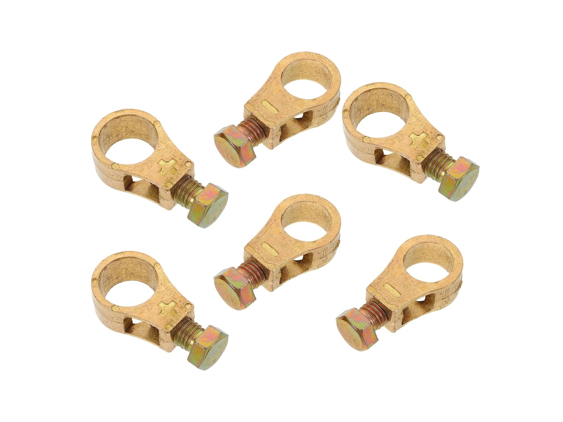 Conjunto de 6 conectores rápidos para terminais de bateria em cobre puro, positivo e compatível.