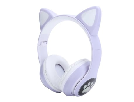 VBESTLIFE Led Fones de Ouvido Bluetooth 5.0 Fone de Ouvido Sem Fio Fofos Fones de Ouvido de Gato com Luz Led para Jovens Padrão de Pata