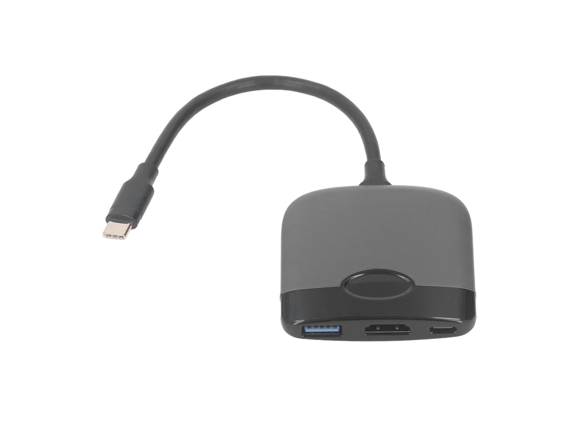 Ats adaptador Usb C para Hdmi, Hub 3 em 1, Estação de Docking Type C, 55w Pd, Usb3.0, para Console, Notebook, Tablet Android, Preto Cinza