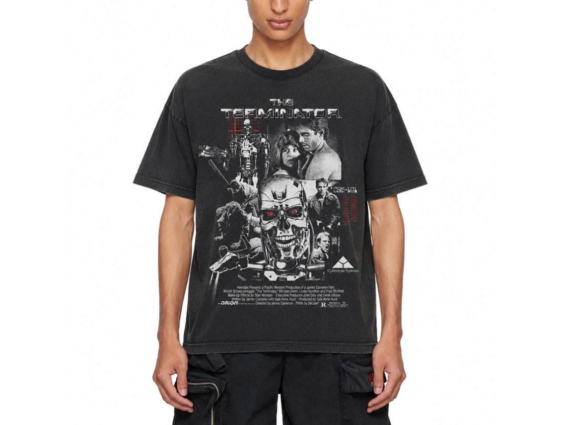 Rockinstone Terminator Movie Collage Black T-shirt Size:m