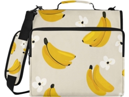 Mochila Escolar Funny Shores Bananas Floral Print 3.8cm com Zíper de 3 Alças, Alça, Bolsa com Zíper e Bolsa