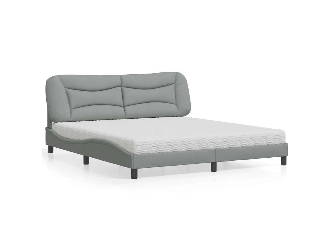 Vidaxl Cama Com Colchão Hvar 180x200 Cm Tecido Cinzento-claro