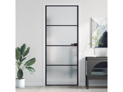 Vidaxl Porta Interior 83x201,5 Cm Vidro Temperado E Alumínio Preto