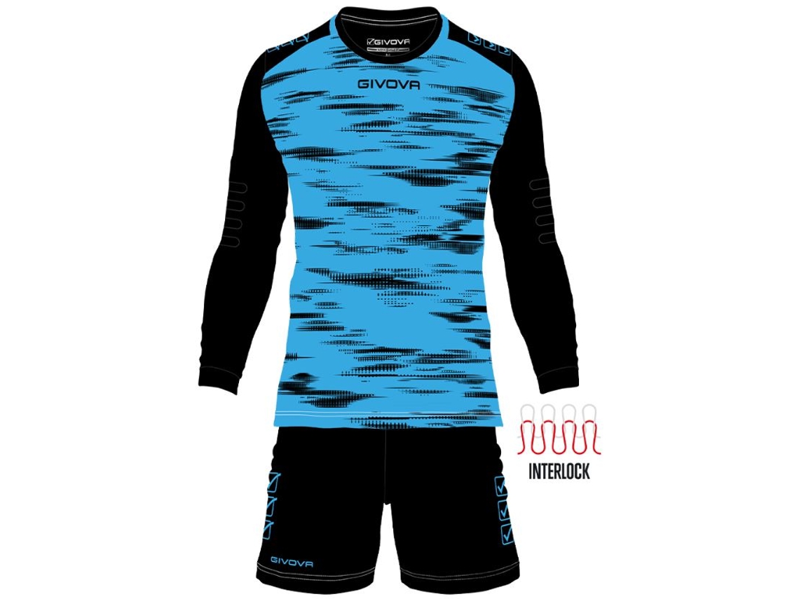 Kit de Goleiro Givova Turquesa e Preto Desempenho e conforto para o campo