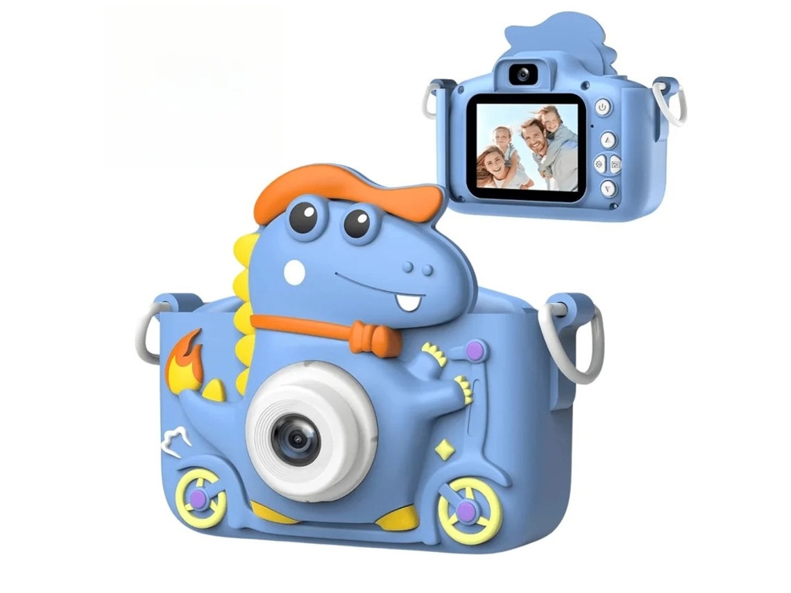 Câmera fotográfica infantil Yizhood Mini Dinosaur, câmera dupla HD de 4800 W