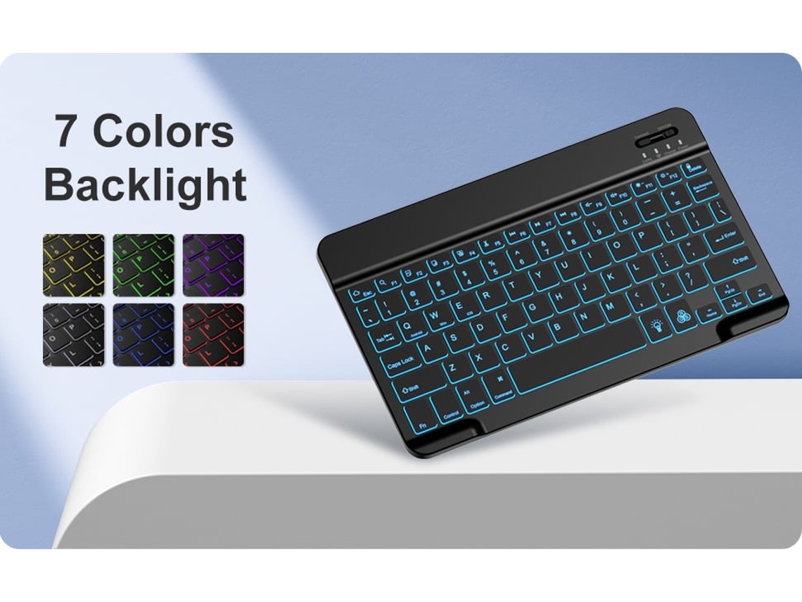 Capa Com Teclado Para Tablet Lurelia, Para I Pad Air 4/5/6/7, Preta, Retroiluminada, Com Independente (10,9/11", Teclado Bluetooth