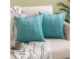 Funda De Almohada De Terciopelo Rayado Decorativa 2 Piezas 45x45cm Verde Agua Para Sofá Cama Coche Sala