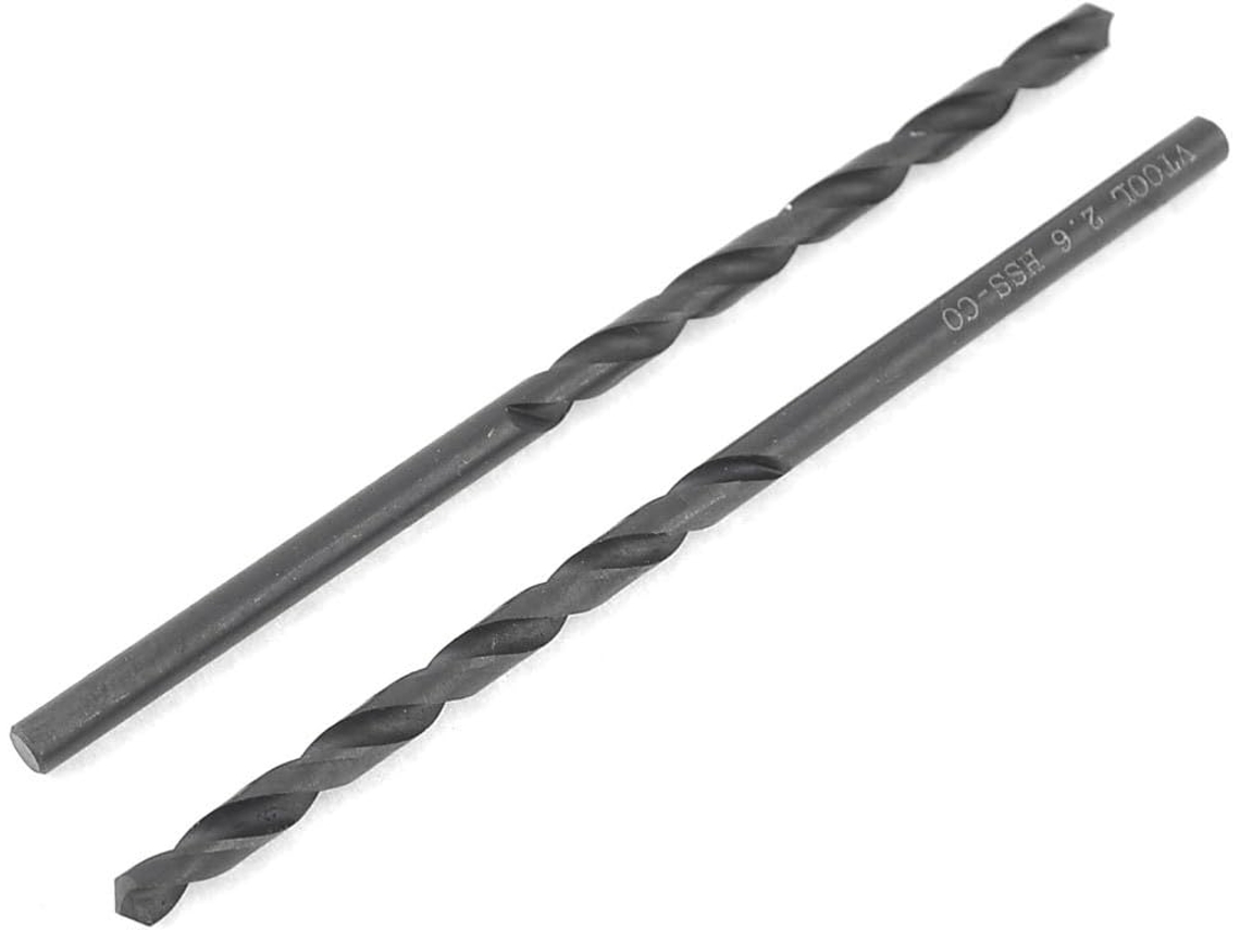 Broca Espiral de Aço Rápido com Ponta Dividida 2,6 Mm Diâmetro e 64 Comprimento, 2 Peças CHABERLU