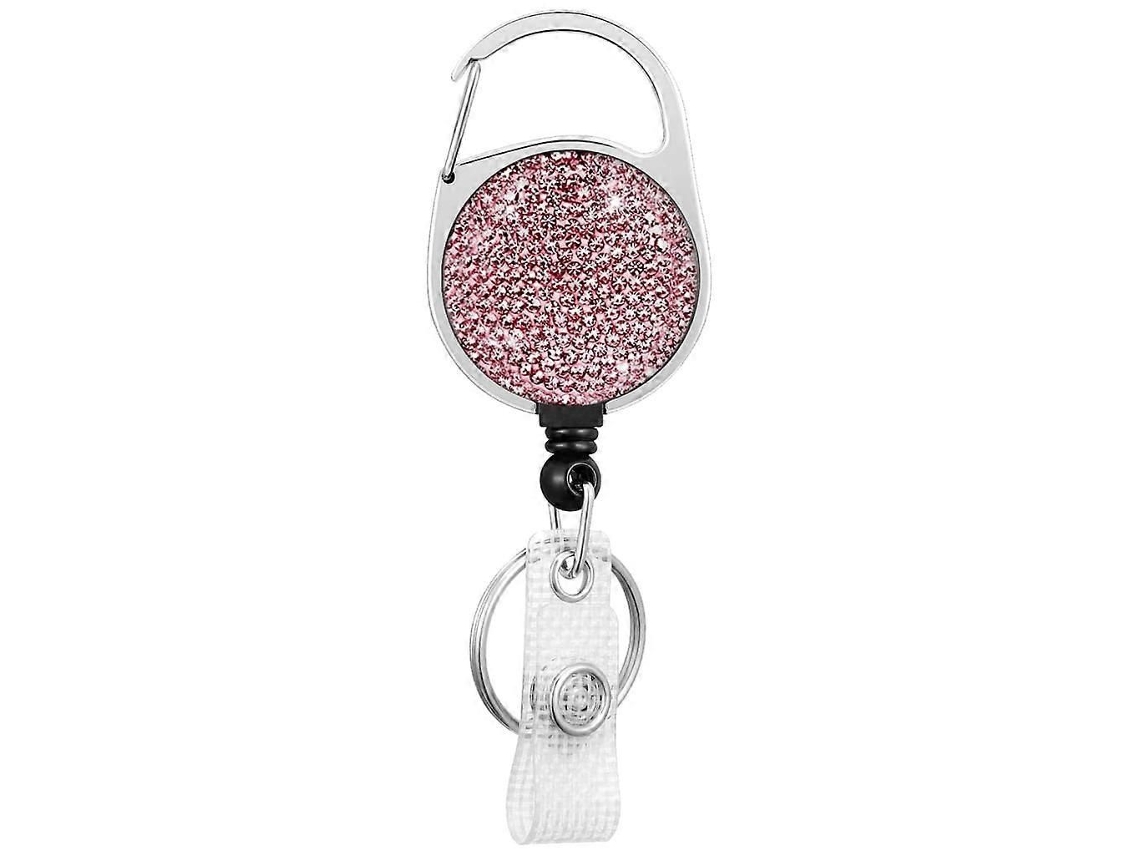 Chaveiro Retrátil Com Porta-crachá Anti-perda E Strass.
