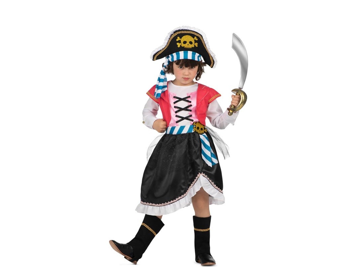Fato de pirata caveira com chapéu para menina