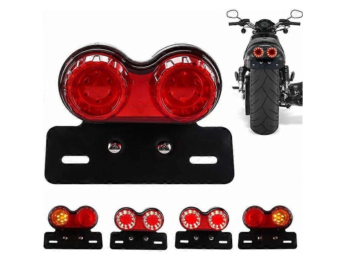 Rebe luz Traseira Led para Moto com Freio Sinais de Virada Luz de Placa Suporte para Harley Lente Vermelha
