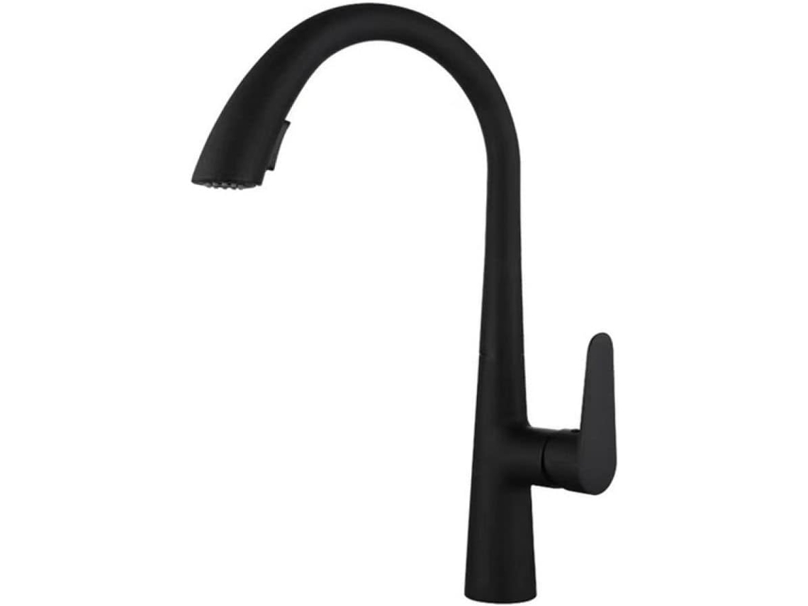 Torneira De Cozinha Extensível De 60 Cm Na Cor Cinza-chumbo Com Água Quente E Fria E Pia Giratória.