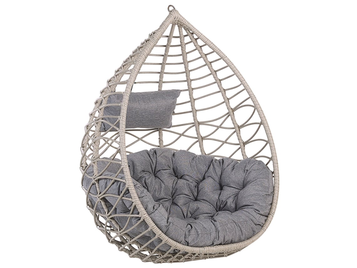 Silla Colgante Beliani Arsita De Ratán Sintético Gris 92x70x121