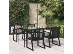 Vidaxl Conjunto De Jantar Para Jardim 5 Pcs Vime Pvc Preto