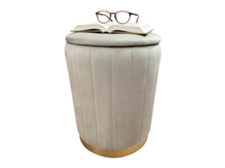 Banqueta Baú De Veludo Com Assento Acolchoado E Base Dourada