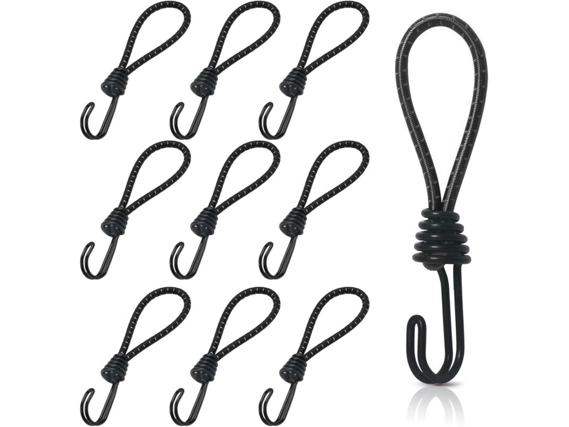 10 Tiras De Borracha Curtas Com Ganchos Em Espiral, 16 Cm, Pacote Com 10 Unidades, Universais Para Camping, Bagagem E Lonas