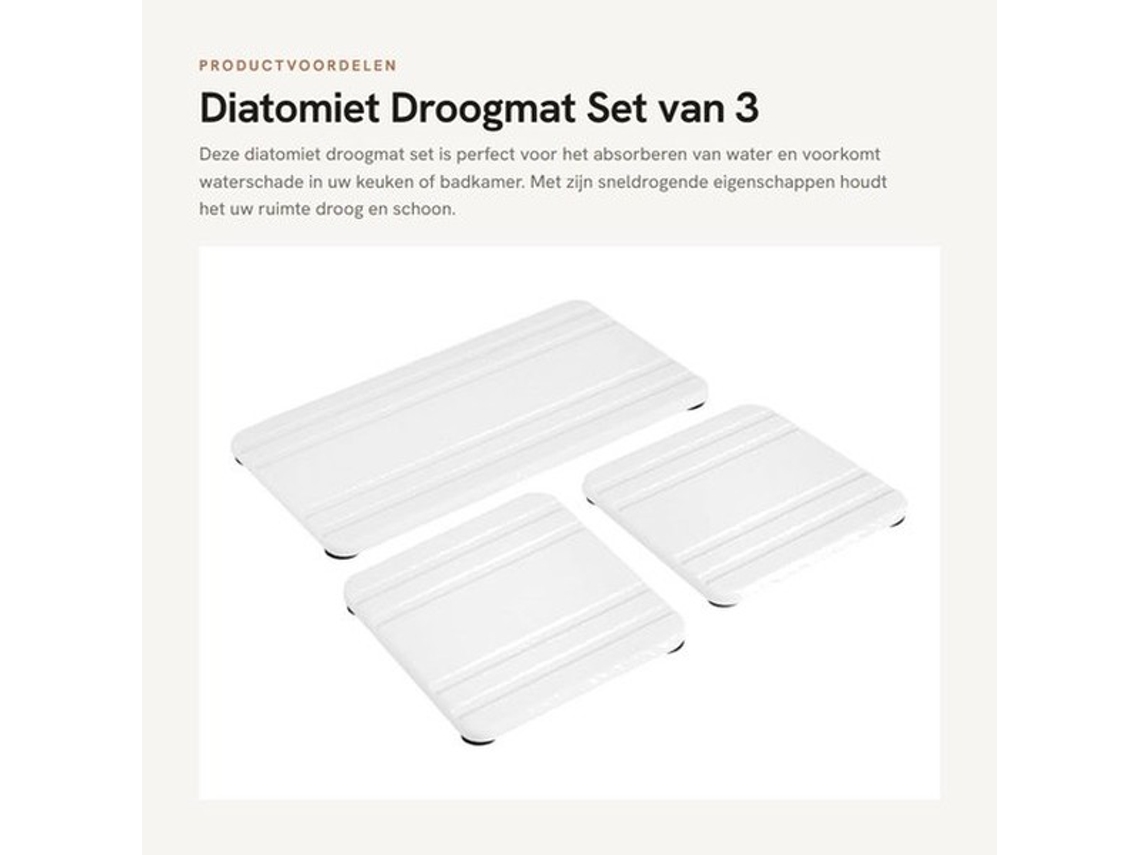 Diatomiet Droogmat - 3 Unidades - Absorvente De Água - Seca Rapidamente - Aumenta A Suporte Dos Pés - Fácil Limpeza - Ajustáveis