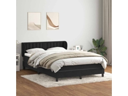 Cama Com Molas/colchão 160x210 Cm Veludo Preto