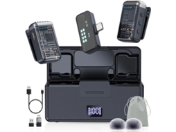 Microfone Modelo Mais Recente De 2025 Para Iphone Com Estojo Carregamento Mini Sem Fio Lapela Usb C Percussão Clipe Iphone, Ipad Aquaforge