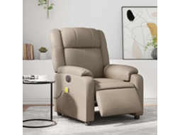 Poltrona massagens reclinável elétrica couro artif. cappuccino