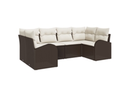 Conjunto 6 Móveis De Jardim Vidaxl Castanho Vime Pe (234 X 124 X 85 Cm)