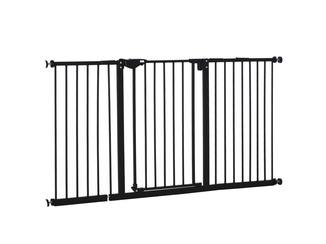 Barreira De Segurança Extensível Para Portas E Escadas Com Fechamento Automático E Sistema De Duplo Bloqueio 74-147,5x76,2 Cm Preto