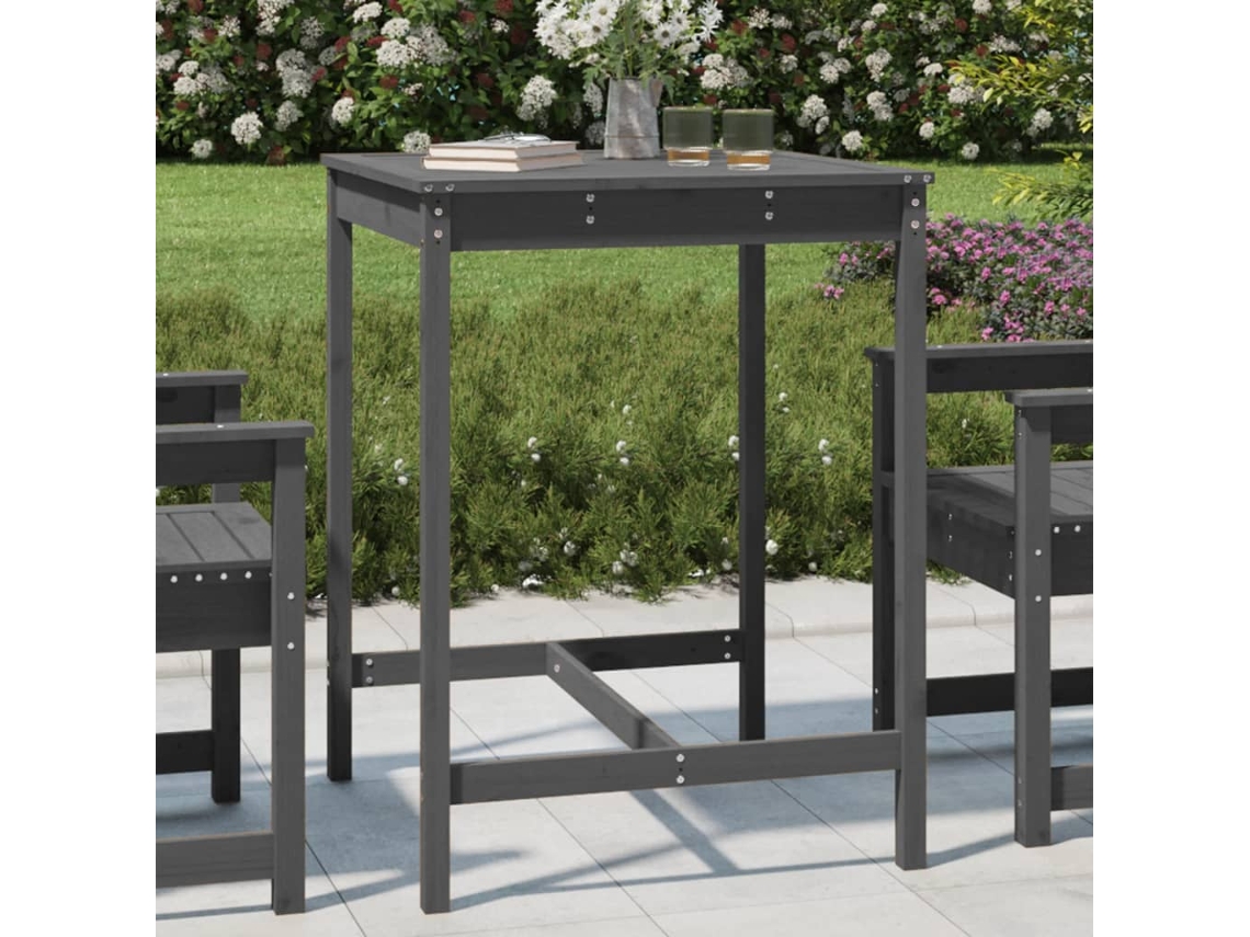 Vidaxl Mesa De Jardim 82,5x82,5x110cm Madeira De Pinho Maciça Cinzento