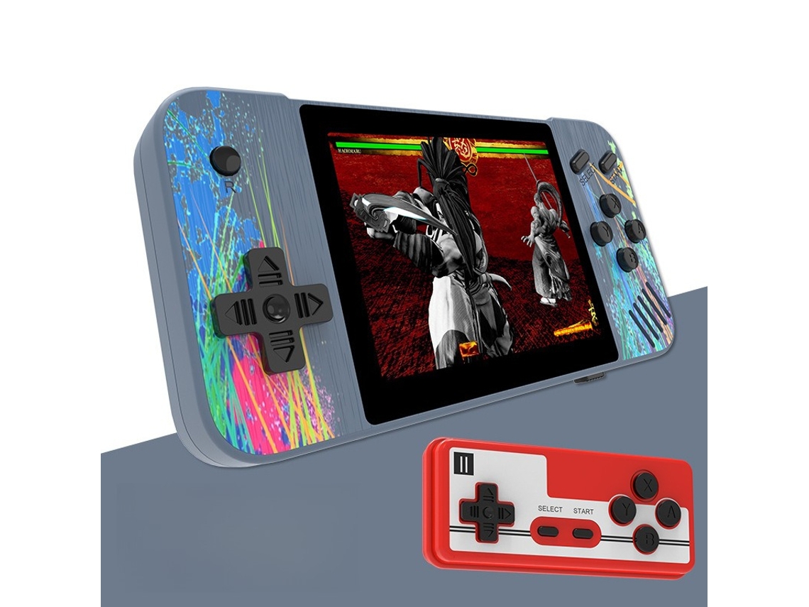 Consola Portátil HEXINYIGJLY Retro 800 Jogos, 3.5" ecrã, recarregável, ligação TV, 2 jogadores, cinza