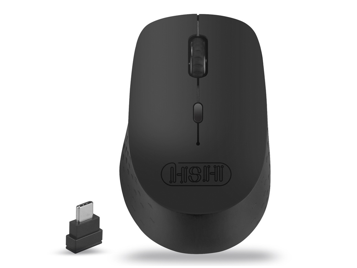 Rato Yizhood Adaptador Usb Ajustável Tipo C Sem Fio Recarregável Silent Click 3 Dpi Para Laptop Pc Macbook Preto