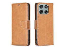 Capa De Celular Flip Em Couro Com Textura De Pele De Cordeiro E Cor Pura Para Motorola Moto G56 5g