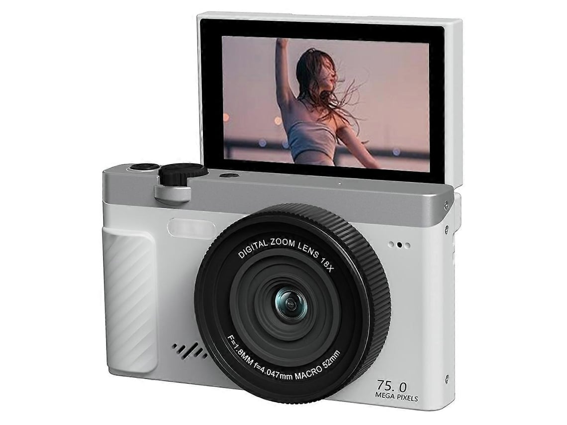 Máquina Fotográfica Digital 4k 75mp Com Ecrã Rotativo De 3 Polegadas E Zoom 18x