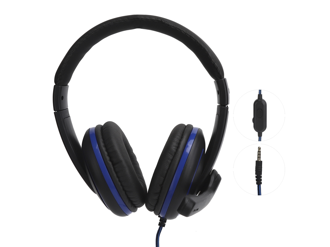 Aetheria fone de Ouvido Gamer com Fio 3.5mm Headset com Microfone para Ps4 Laptop Celular Preto Azul