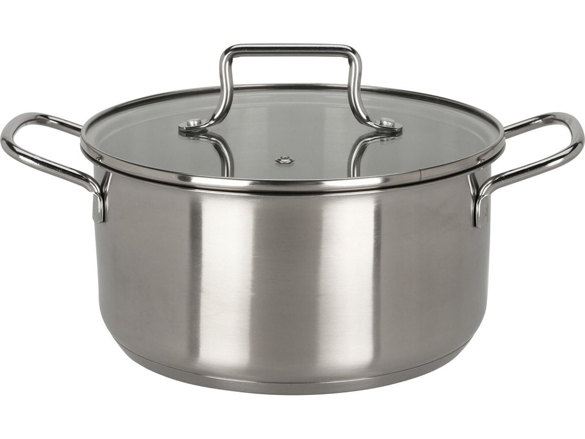 Panela De Brinquedo Em Aço Inoxidável Com Tampa De Vidro 20 Cm Cozinha De Brinquedo Koopman
