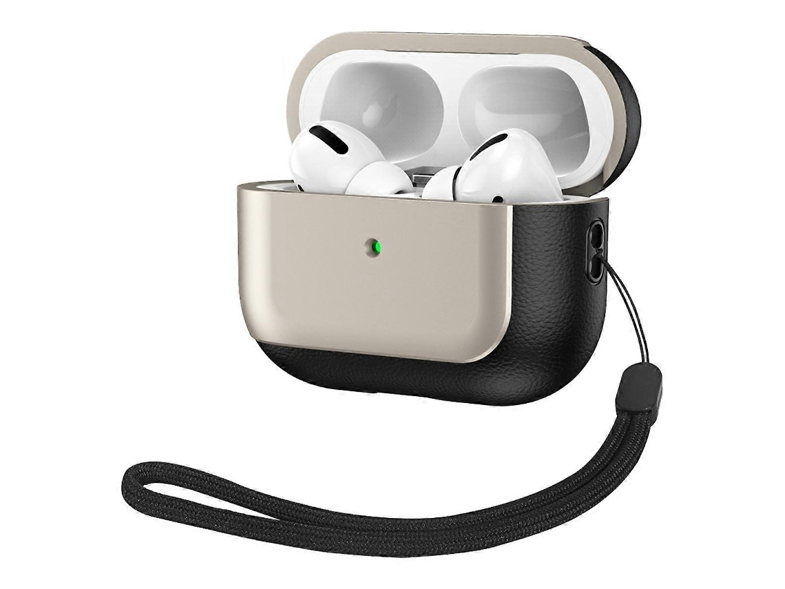 Capa Protetora Para Fones De Ouvido Sem Fio Airpods Pro Com Textura De Couro Eletroplateado