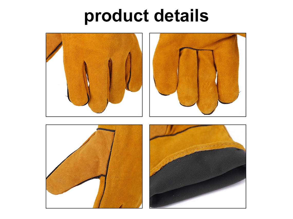 Luvas De Soldadura De Couro Isolantes E Resistentes Ao Calor Para Camping, Piquenique, Churrasco, Cozinha, Assado E Manejo De Animais Em Casa