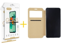 Kit Capa + Película Vidro 2X iPhone 11 Pro Max Skyhe Gandy Flip Dourado