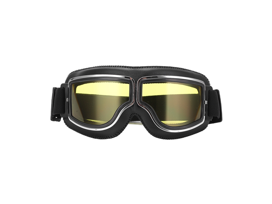 Óculos de Proteção Wind Sand para Motociclismo, Ajustáveis, Outdoor, Moldura Preta, Lente Amarela MARCA