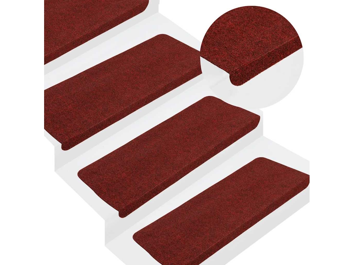 Vidaxl Tapetes De Escada Adesivos 30 Pcs 65x22,5x3,5 Cm Vermelho