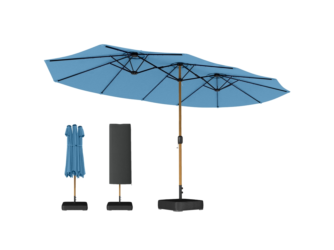 Guarda sol 5x3 M com Base, UV Proteção, Azul
