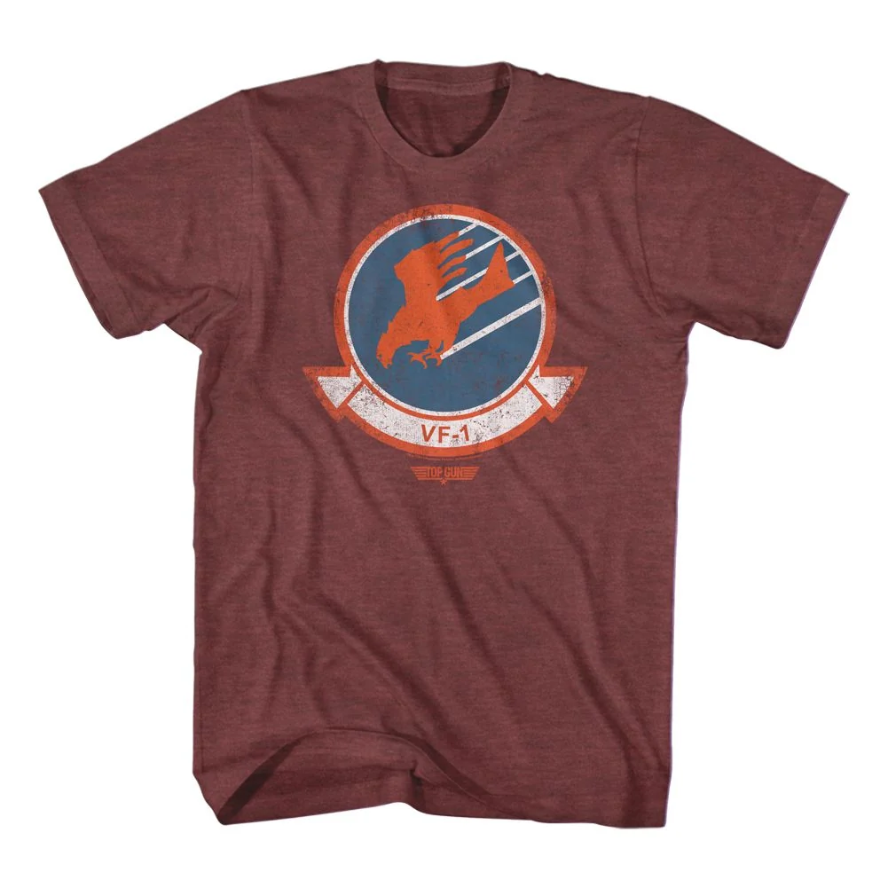 Rockinstone Top Gun Movie Vaw110 Heather Vintage Maroon Adult T-shirt Size:s