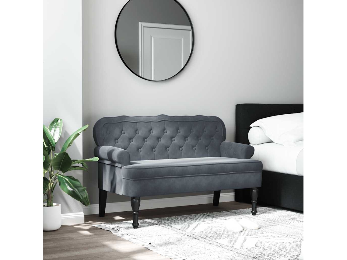 Vidaxl Banco Com Encosto 119,5x64,5x75 Cm Veludo Cinzento-escuro