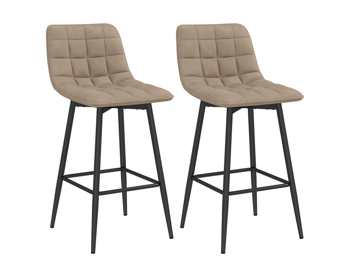 Conjunto de 2 banquetos de cozinha estilo nórdico em tecido veludo e metal, 45x47x84 cm, marrom