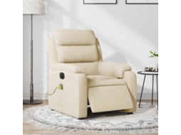 Vidaxl Poltrona De Massagens Reclinável Elétrica Tecido Creme