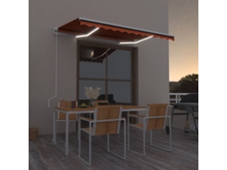 Vidaxl Toldo Autom. Led E Sensor De Vento 350x250 Cm Laranja/castanho