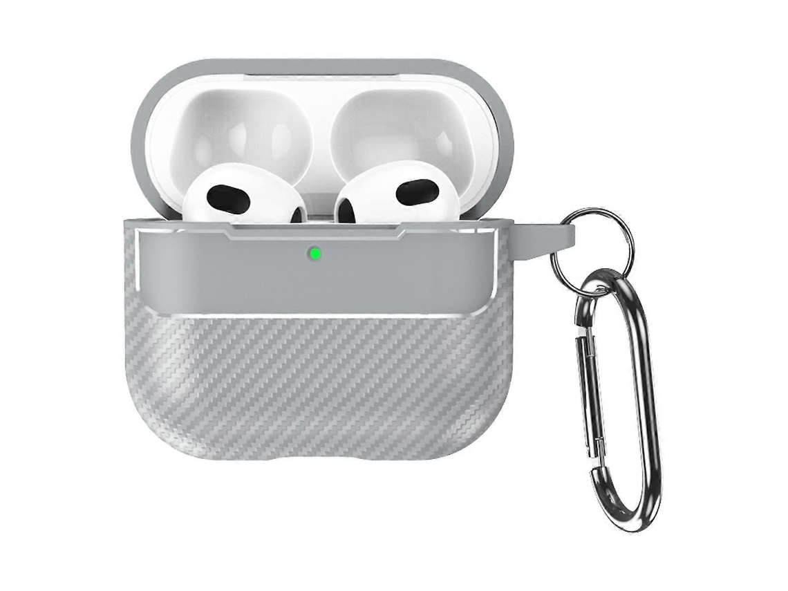Capa protetora para fones de ouvido Bluetooth AirPods 4 com textura de fibra de carbono GIECY