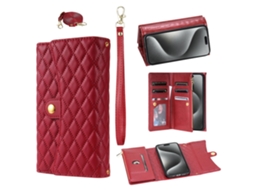Capa Para Iphone 14 Pro Max Pele Sintética Com Porta-cartões Vermelho