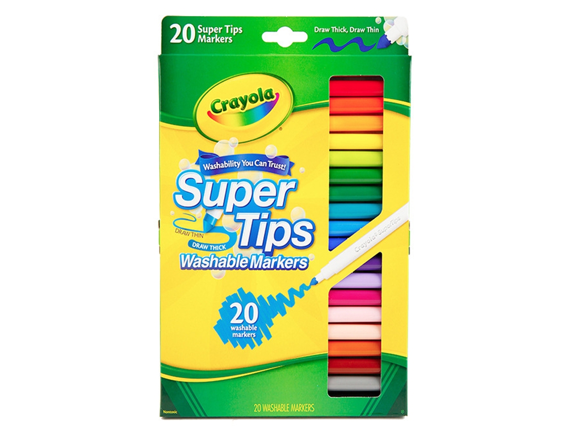 Marcadores Laváveis Crayola Super Tips, 20 Unidades