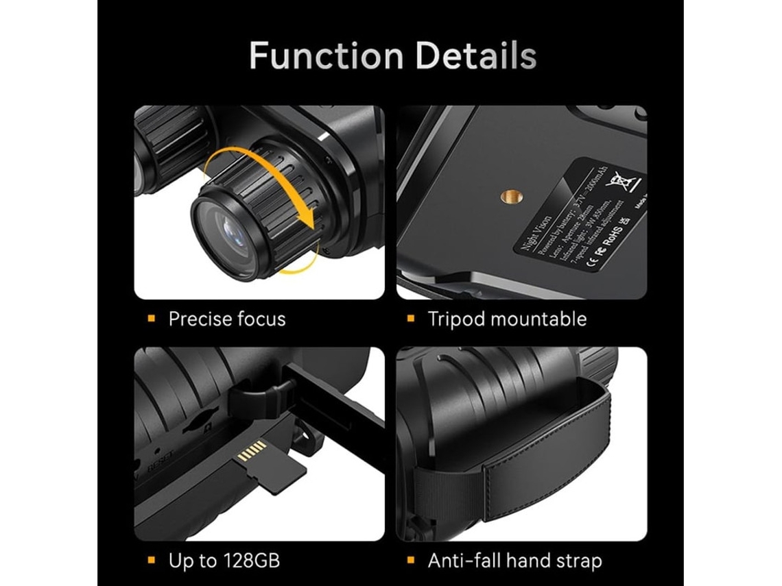 Binóculos E Óculos De Visão Noturna Zoom Digital 2600ft E 10x Ir De 7 Níveis Vídeo Hd 1080p, Tela De 2 a 8 de Bateria Recarregável De 2000ma Yizhood